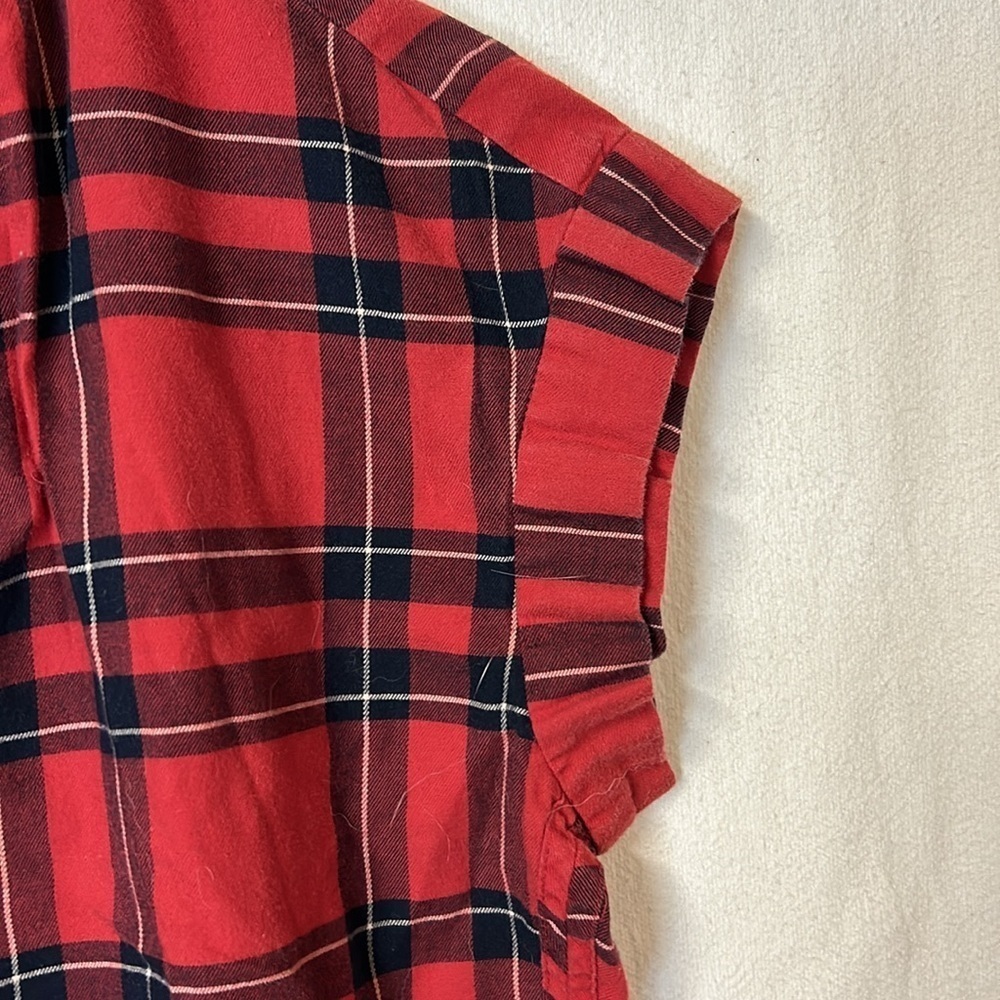 Madewell Women’s Top Size M Red Black Plaid Sleeveless Button Front 100% Cotton - Picture 4 of 10